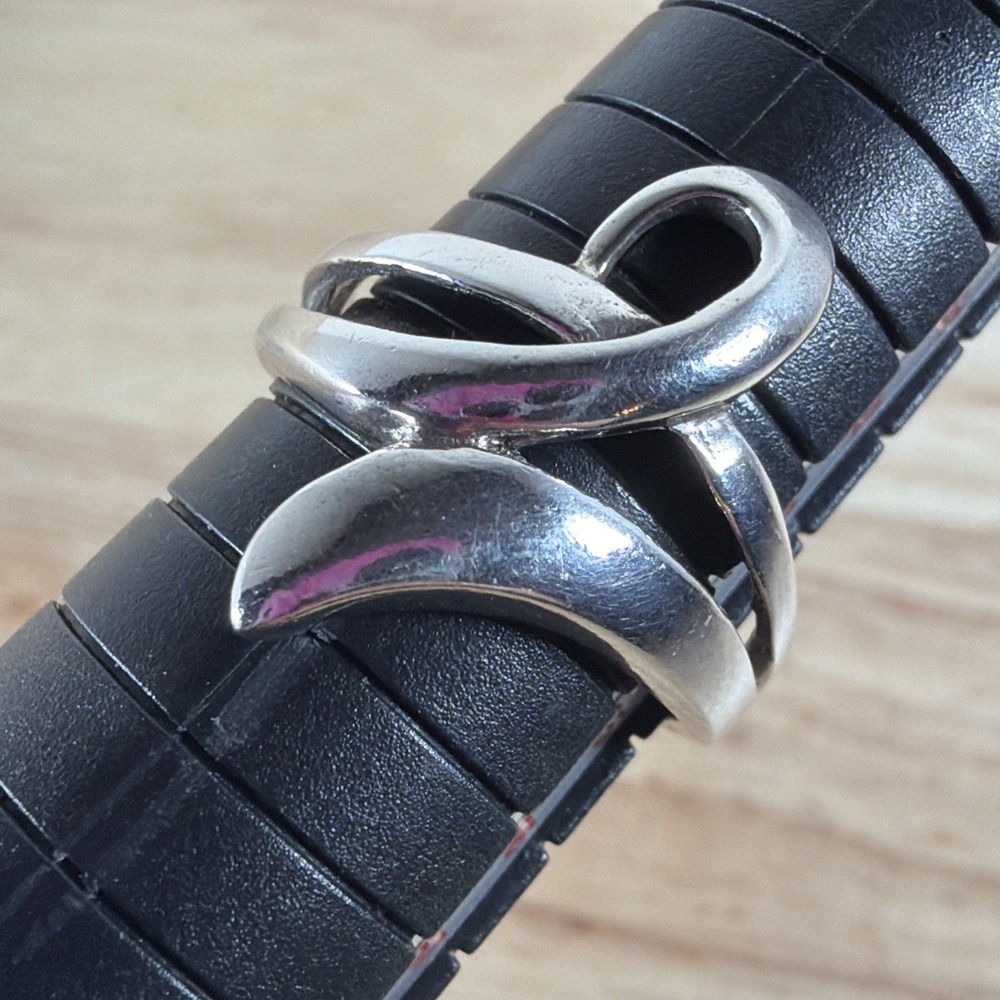 Sterling Silver Modern Abstract Wrap Ring Sculptural Design Size 7